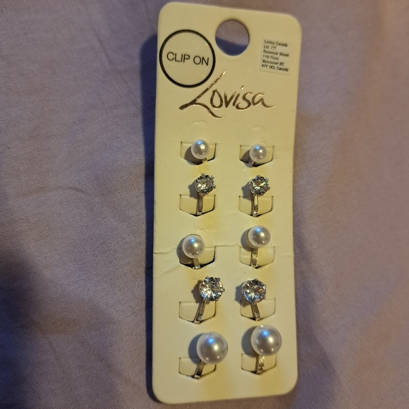 Clip on Faux Pearl Earrings Set x5 - Picture 1 of 3